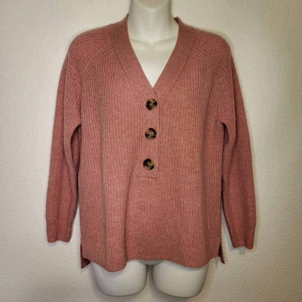 Madewell Merino Wool Blend Lyle Ribbed Henley Sweater size XXSmall